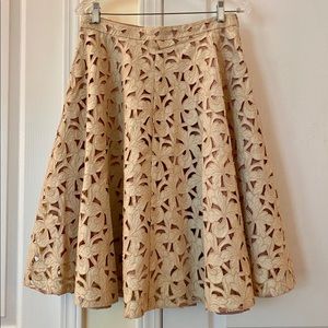 Ann Taylor Cream Lasercut Lace A-Line skirt - 8 😍